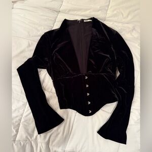 HOUSE OF CB LEONORA BLACK VELVET CORSET TOP